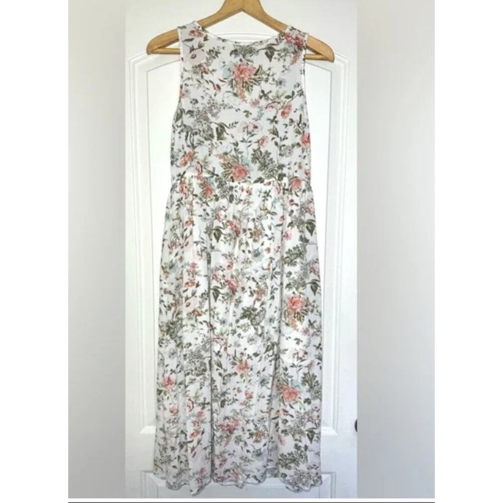 Frye white floral midi sleeveless prairie cottagecore dress sz L - Picture 11 of 12
